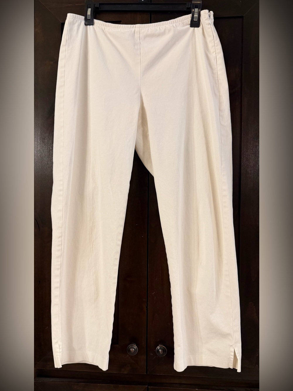 Eileen Fisher White Elastic Waist Pants Sz M